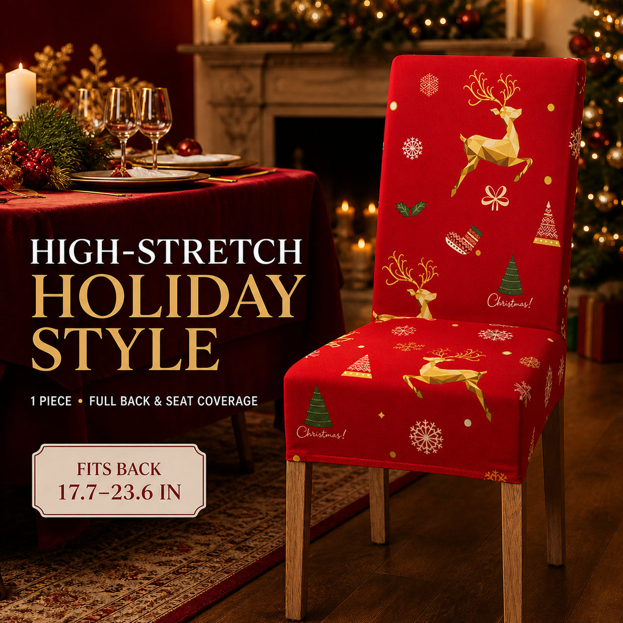 ✨ Christmas Stretch Dining Chair Covers – Instant Holiday Makeover🔥