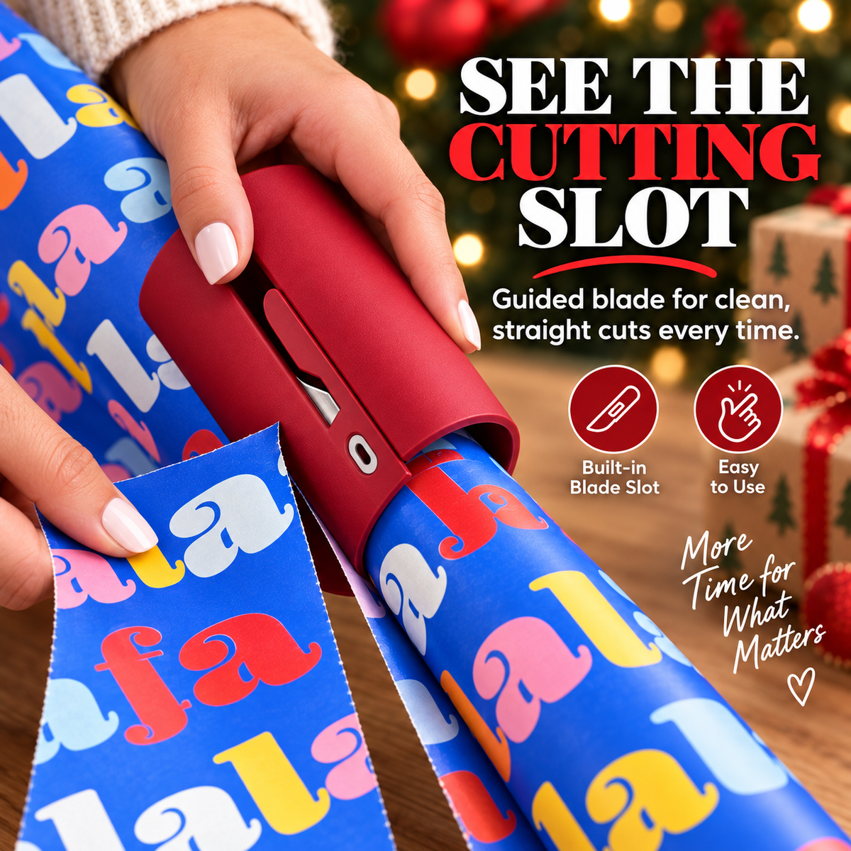 🎁 One-Slide Gift Wrap Cutter – Clean, Straight Wrapping Paper Cuts Without Scissors