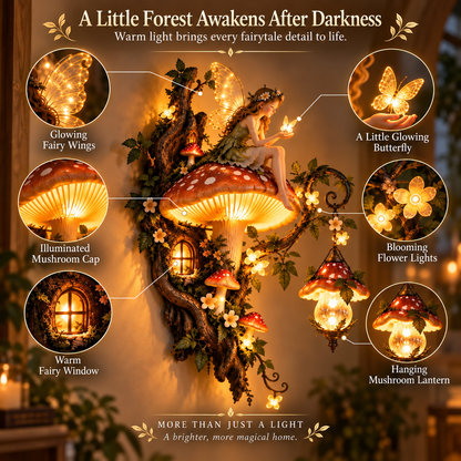 🧚 Enchanted Fairy Mushroom Wall Light – Magical 3D Forest Décor