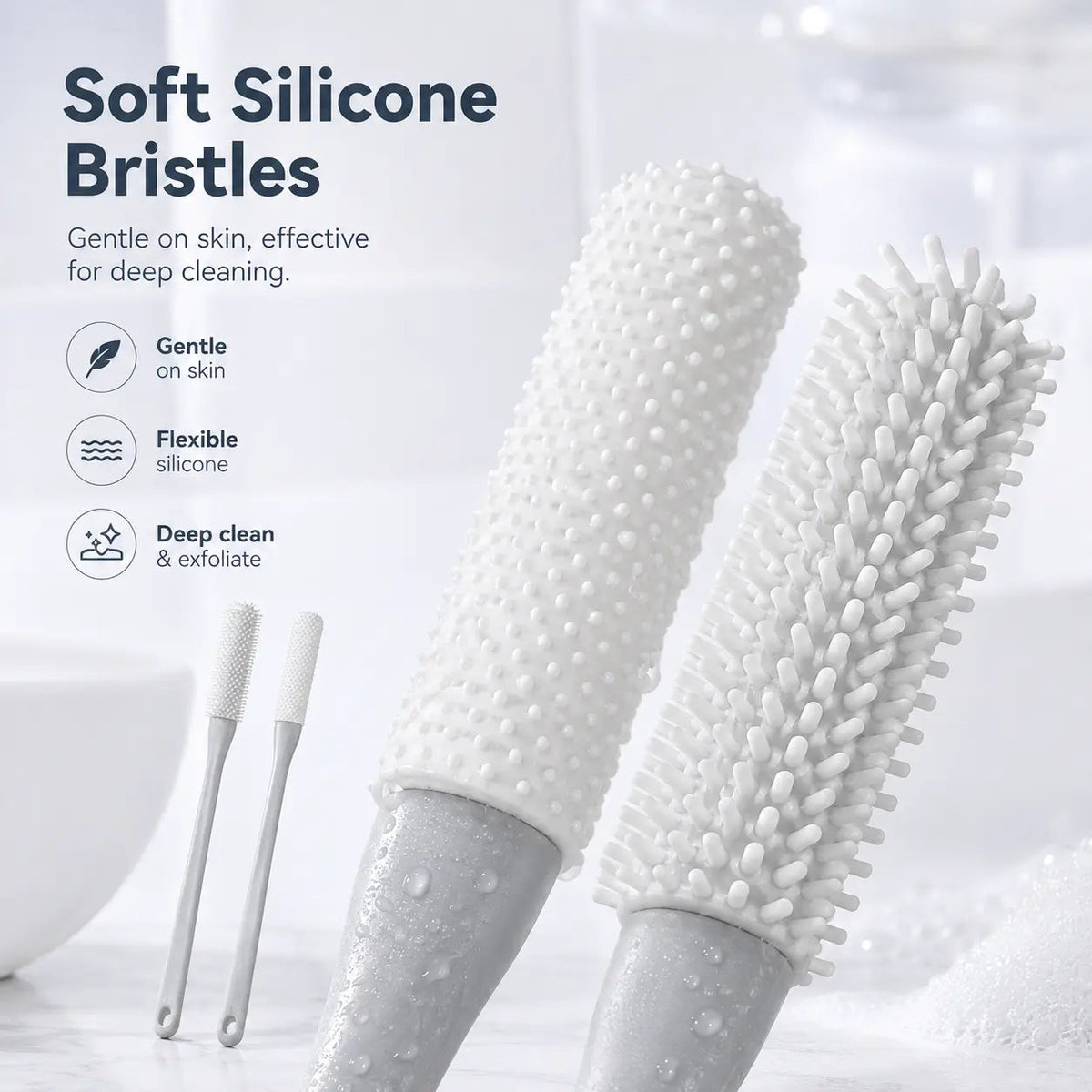 🦶🚿 Long-Handle Silicone Foot Cleaning Brush Set ✨ Easy-Reach Toe & Heel Care | 2 PCS