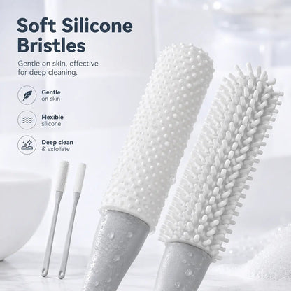 🦶🚿 Long-Handle Silicone Foot Cleaning Brush Set ✨ Easy-Reach Toe & Heel Care | 2 PCS