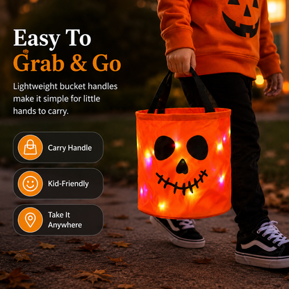 🎃Light-Up Halloween Candy Bucket - Glow-in-the-Dark Trick-or-Treat Bag