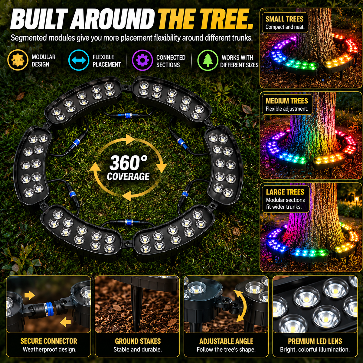 🎄 Make Every Tree Glow for Christmas – Solar RGB Landscape Ring Light💜💙💚
