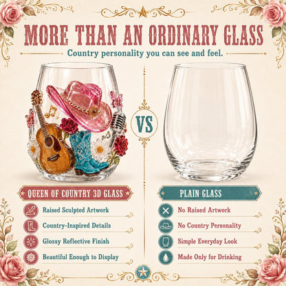 🤠 Queen of Country 1946–2026 3D Glass Collection | 8 Inspired Country Designs with Raised Guitars, Butterflies, Boots, Florals & Vintage Music Details 🎸✨