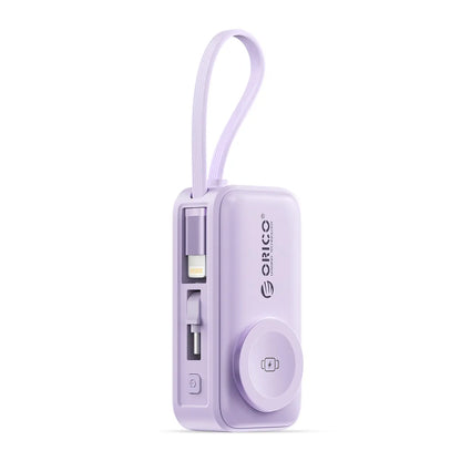 4-in-1 Folding Chargeable Portable Power Bank with Integrated Cable