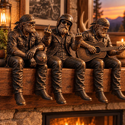 🏍️ Vintage Biker Shelf Sitter Figurines – 5 Motorcycle Rider Styles