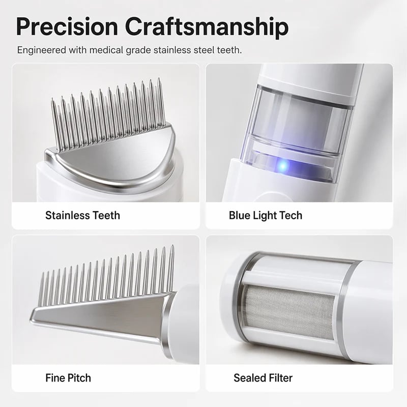Pet grooming comb precision stainless steel teeth and filter