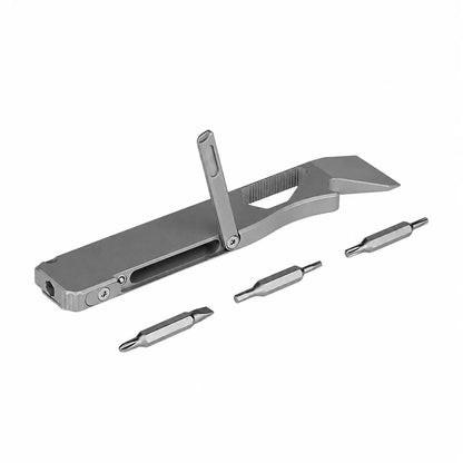 📍🔧 TC4 Titanium EDC Multitool with Pry Bar & Screwdriver Bits