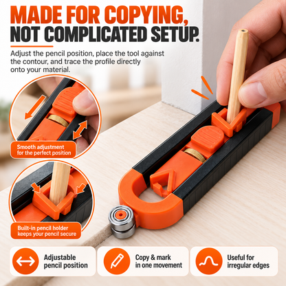📐Contour Gauge Scribe Tool with Lock and Pencil🏠
