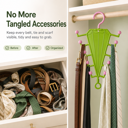 🧥V-Shaped Accessory Organizer | 10 Hooks for Belts, Ties & Scarves