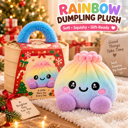 🌈Cute Plush Stuffed Dumpling Squishies, Big Rainbow Squishes with Steamer🎁