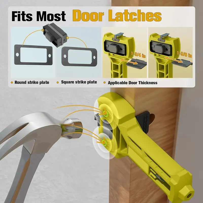 🔨 Door Latch Installation Kit – Precision Mortise Tool for Fast & Accurate Door Lock Installation, Fits Square & Round Deadbolts, 1-3/8" & 1-3/4" Doors