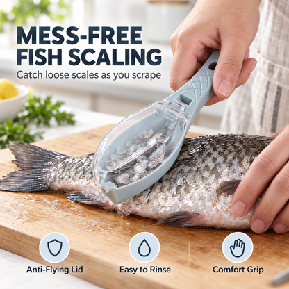 🐟 Mess-Free Fish Scaler with Lid – Catch Scales While You Scrape