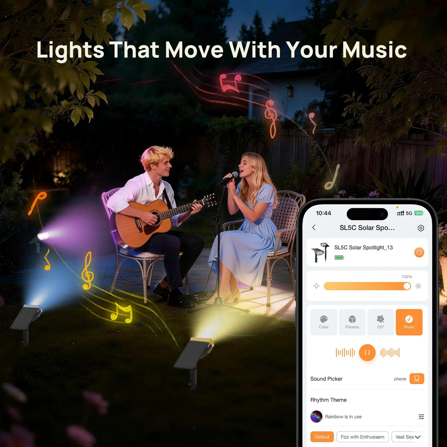 Linkind Smart Solar Spotlight RGBTW Color Changing Cool Warm White Landscape Lighting APP Control Outdoor IP67  Waterproof