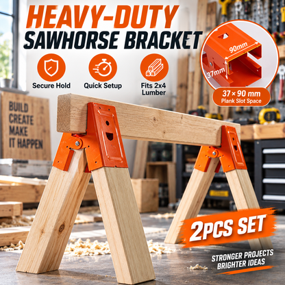 🛠️2PCS Heavy Duty Sawhorse Brackets with Clamp