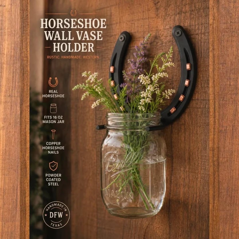 🌻Handmade Horseshoe Mason Jar Holder Collection
