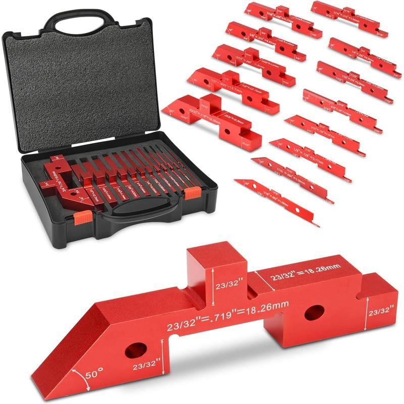 🔧 Woodworking Precision Setup Blocks – Aluminum Alloy Router & Table Saw Alignment Gauge Set with Storage Case