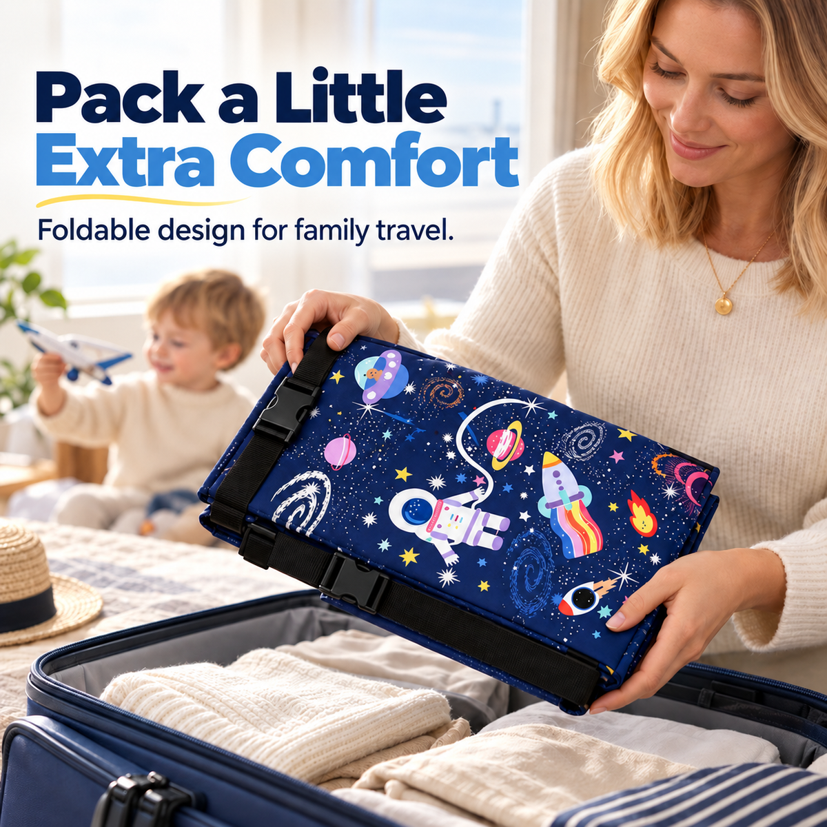 ✈️ Kids’ Airplane Seat Extender – Foldable Travel Leg Rest, No Inflation Needed 🚀