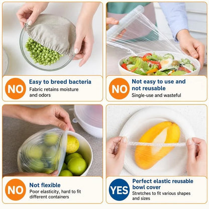 Reusable Elastic Food Covers – Stretch-to-Fit Bowl & Plate Covers