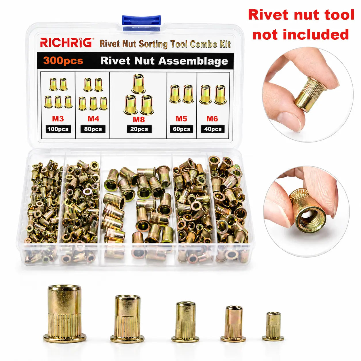 🛠️Head Rivet Nut Tool, M3 M4 M5 M6 M8 Rivnut Kit