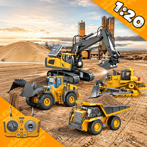 🚜 RC Construction Vehicles – Excavator, Loader, Bulldozer & Dump Truck