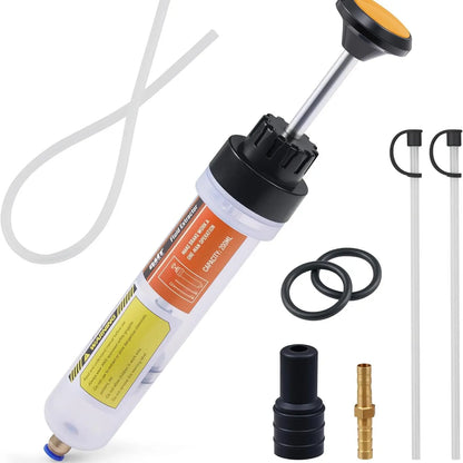 200ML Yellow/Blue Manual Syringe-Style Fluid Extractor & Filler with Hose Caps