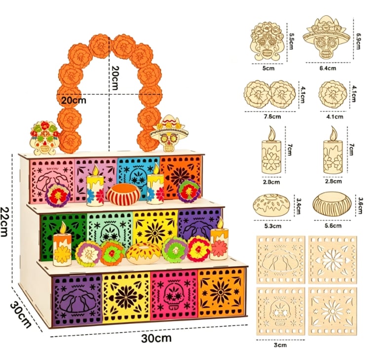 🔥Last Day 49% OFF - 🎃Day of the Dead Wooden Altar Display Set | 💕Death is not the end of life, forgetting is