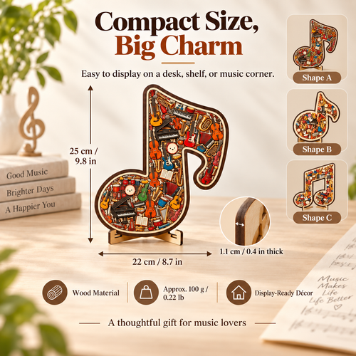 🎶Wooden Musical Note Jigsaw Puzzle – Display-Worthy Musical Decor