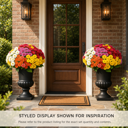 🌼Lifelike Artificial Fall Mums – No-Water Porch & Patio Autumn Flowers