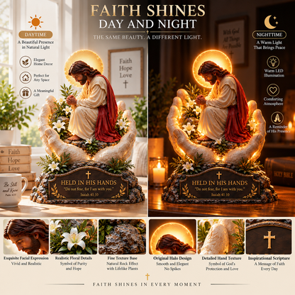 ✨🙏 Faith Brings Peace™ — Illuminated Praying Jesus Figurine