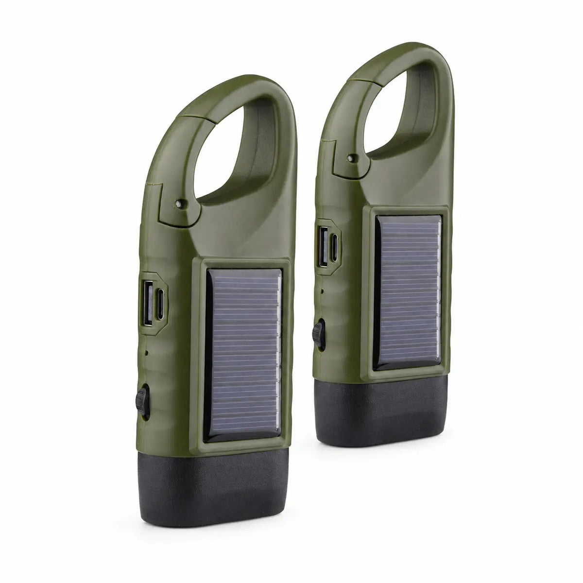 2-Pack Solar Hand Crank Emergency Flashlights – USB-C Rechargeable Outdoor Lights