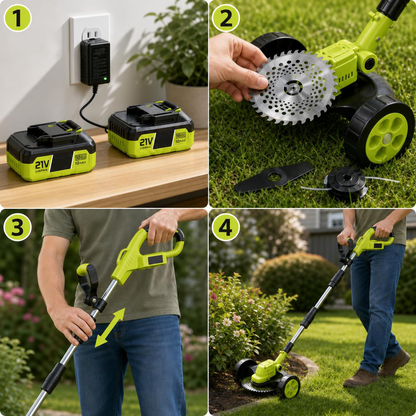 2026 Hot Sale 21V Cordless 3-in-1 Grass Trimmer, Edger & Mini Mower