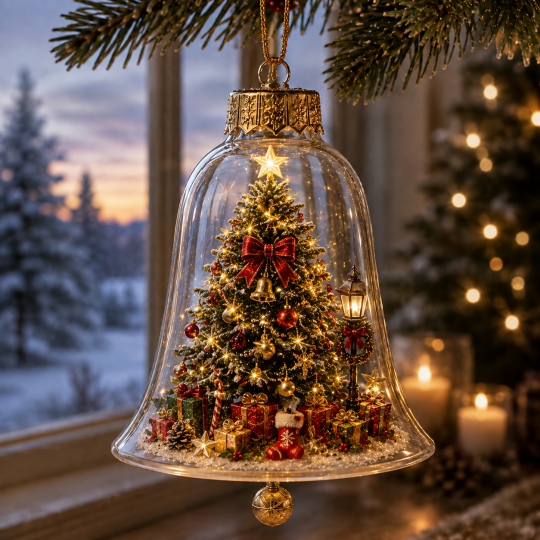 🎄 Glowing Christmas Story Ornament – Light-Up Mini Holiday Scene