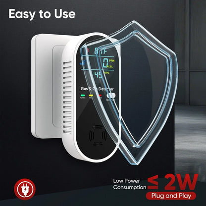 🛡️4 in 1 Gas & Carbon Monoxide Detector with Temperature and Humidity Display