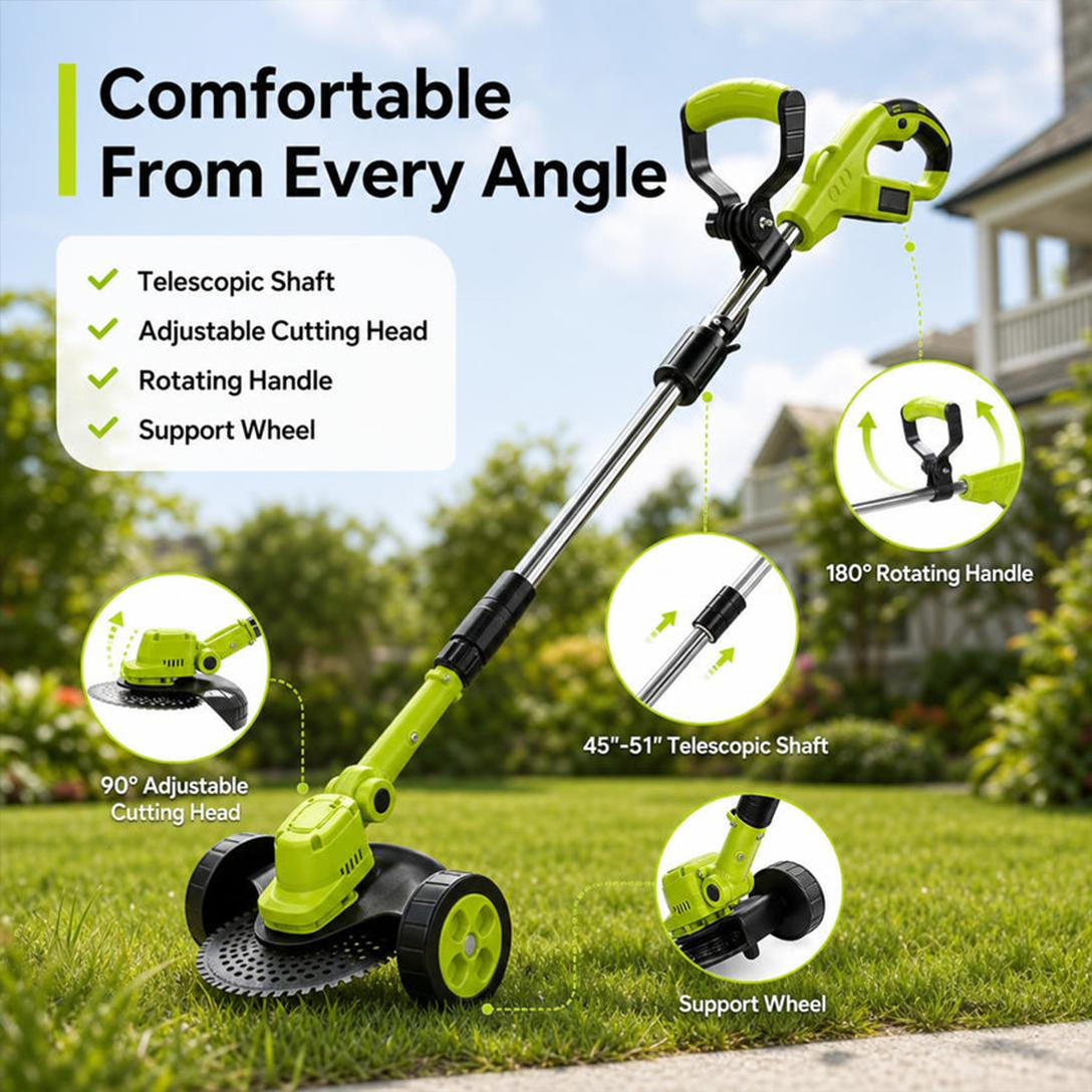 2026 Hot Sale 21V Cordless 3-in-1 Grass Trimmer, Edger & Mini Mower