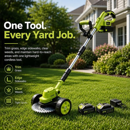 2026 Hot Sale 21V Cordless 3-in-1 Grass Trimmer, Edger & Mini Mower
