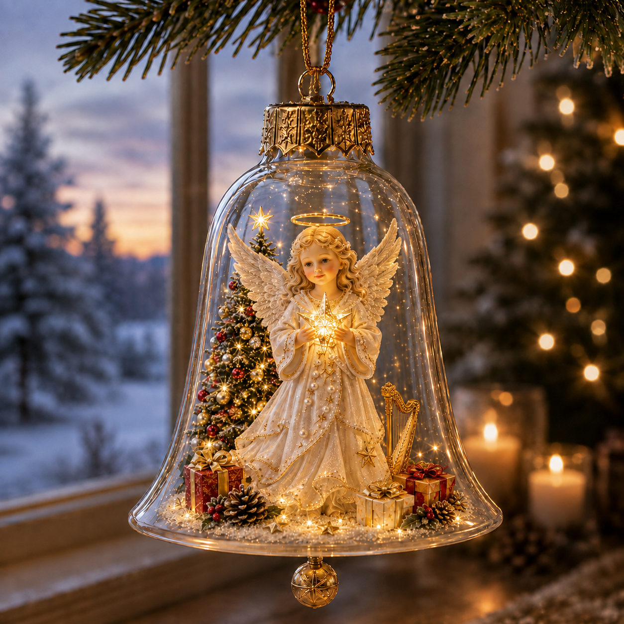 🎄 Glowing Christmas Story Ornament – Light-Up Mini Holiday Scene