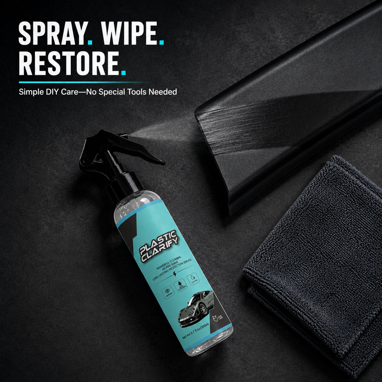 🚗 Restore Your Car’s Deep Black Finish – 200mL Tire & Plastic Trim Restorer Spray for Faded Automotive Surfaces