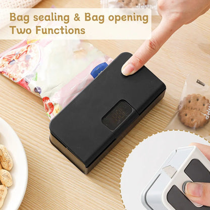Rechargeable 2-in-1 Mini Bag Sealer & Cutter|Seal Freshness. Cut Waste. Save Every Bite.