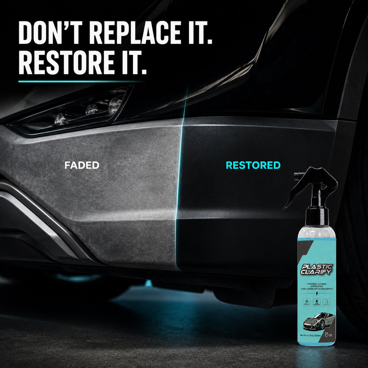🚗 Restore Your Car’s Deep Black Finish – 200mL Tire & Plastic Trim Restorer Spray for Faded Automotive Surfaces
