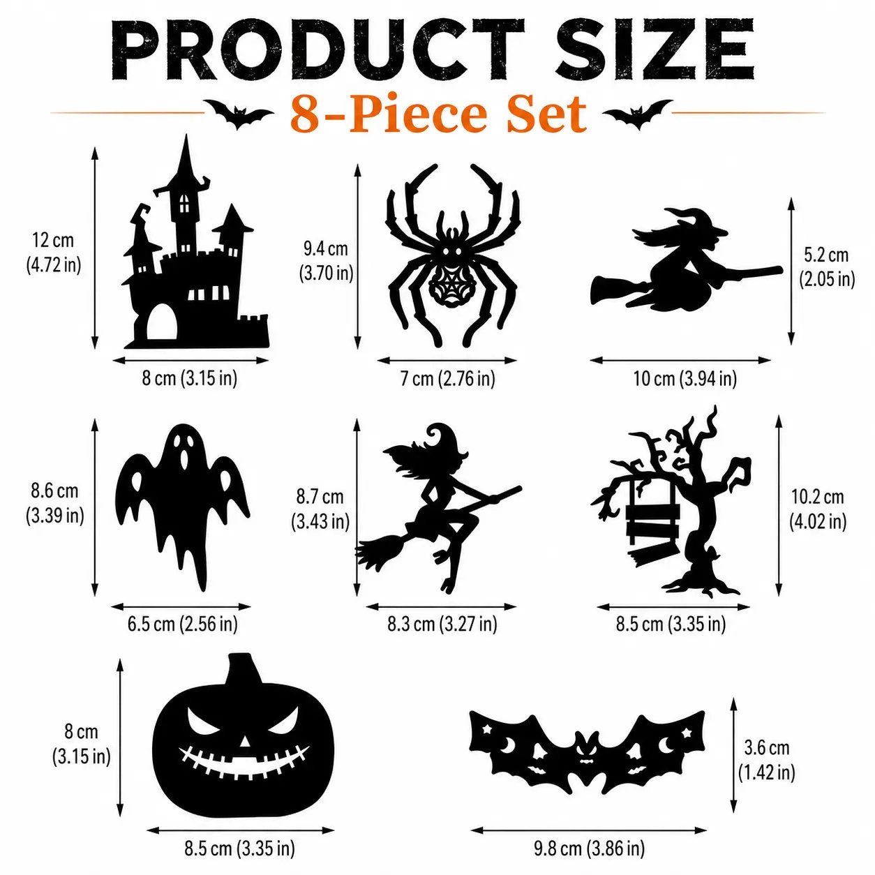 8 Pack Halloween LED Silhouette Wall Light Stickers, Battery Powered Peel & Stick Decor Lights