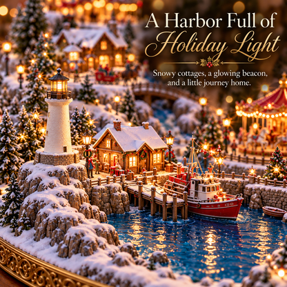 🎄 Christmas Wonder Valley – Lighted Mountain Village with Carousel & Train