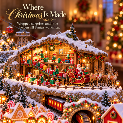 🎄 Christmas Wonder Valley – Lighted Mountain Village with Carousel & Train