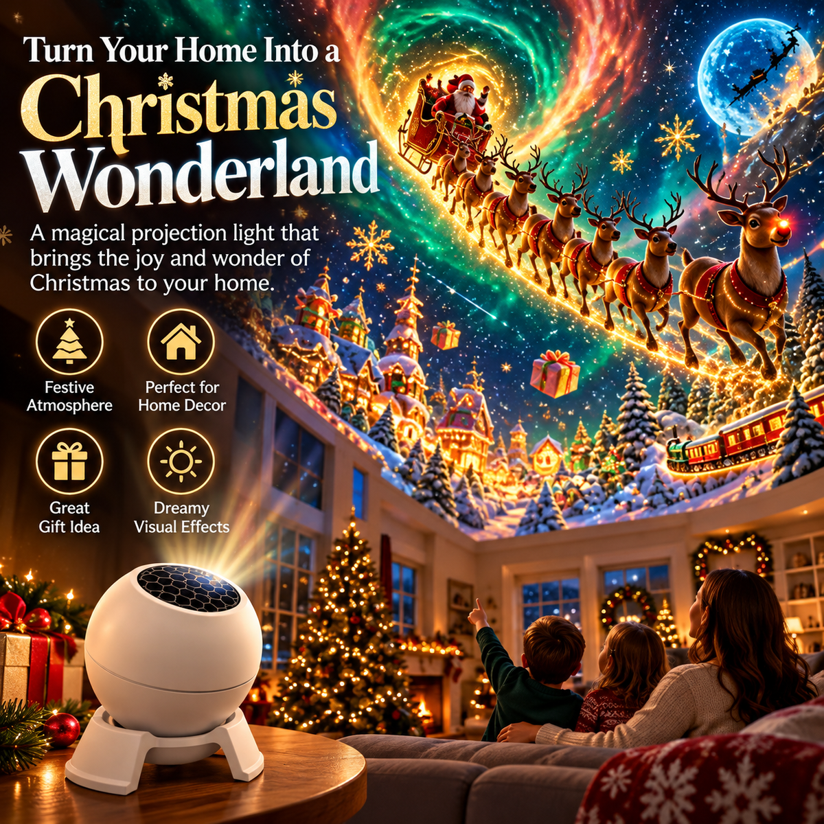 🎄 Magical Christmas Scene Projector – Transform Your Room into a Holiday Wonderland ✨