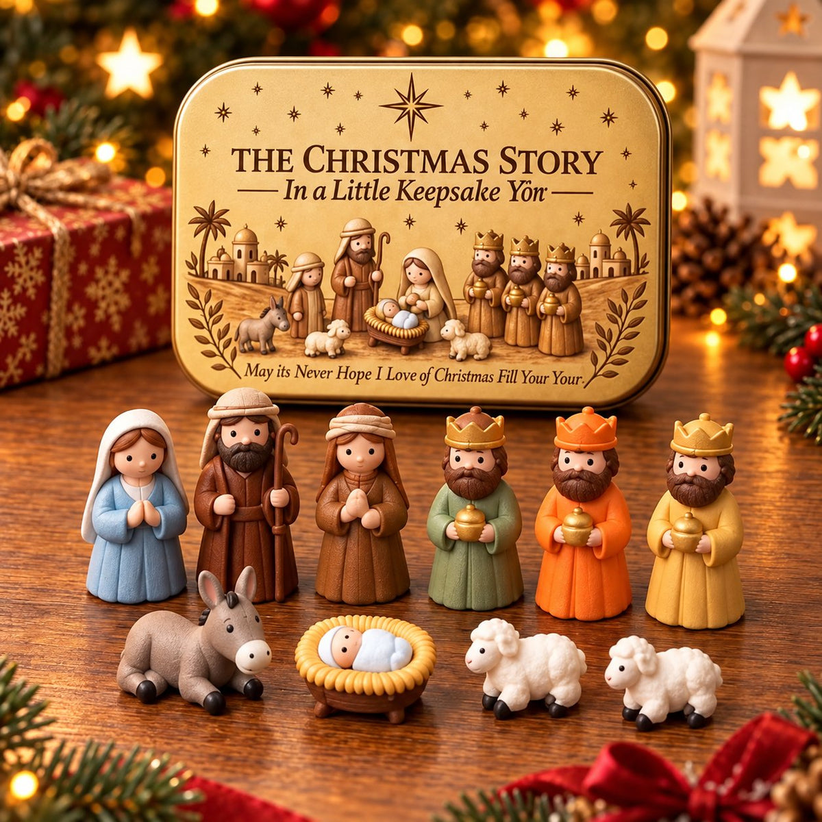 ✨ Mini Nativity Keepsake Tin – Compact Christmas Scene
