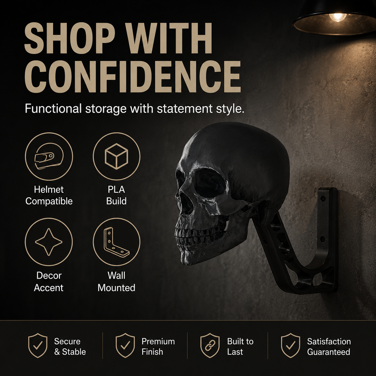 🏍️Skull Motorcycle Helmet Wall Mount