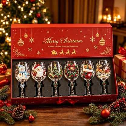 🎖️Christmas Wine Glass Collection Gift Box Set – 6 Festive Designs