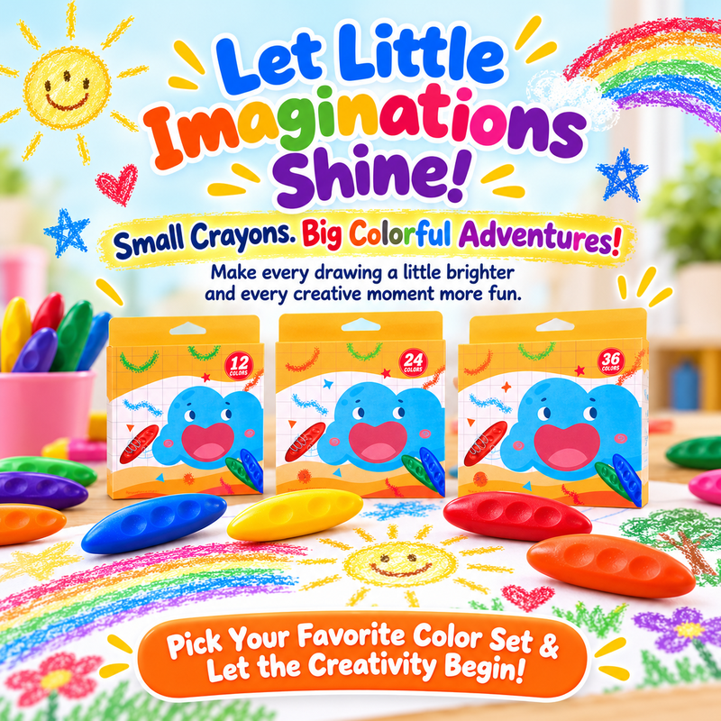 🎨 Easy-Grip Washable Peanut Crayons for Kids – 12/24/36 Colors