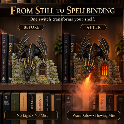 🐉 Dragon Mist Diffuser – Glowing Fire-Breathing Fantasy Bookshelf Decor