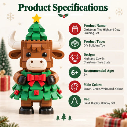 🐮 Christmas Tree Highland Cow Building Set – Cute DIY Holiday Decor & Gift